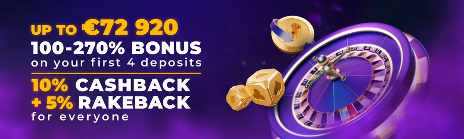 100%-270% Bonus on your first 4 Deposit.